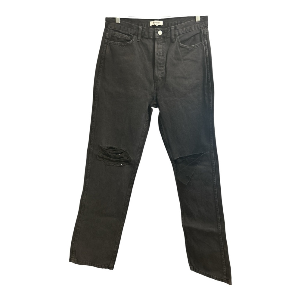 NWT Re/Done 90ms High Rise Distressed Black Jeans, 30